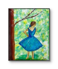 Ballerina in Blue 14 x11 Original Acrylic on Canvas Realism Contemporary