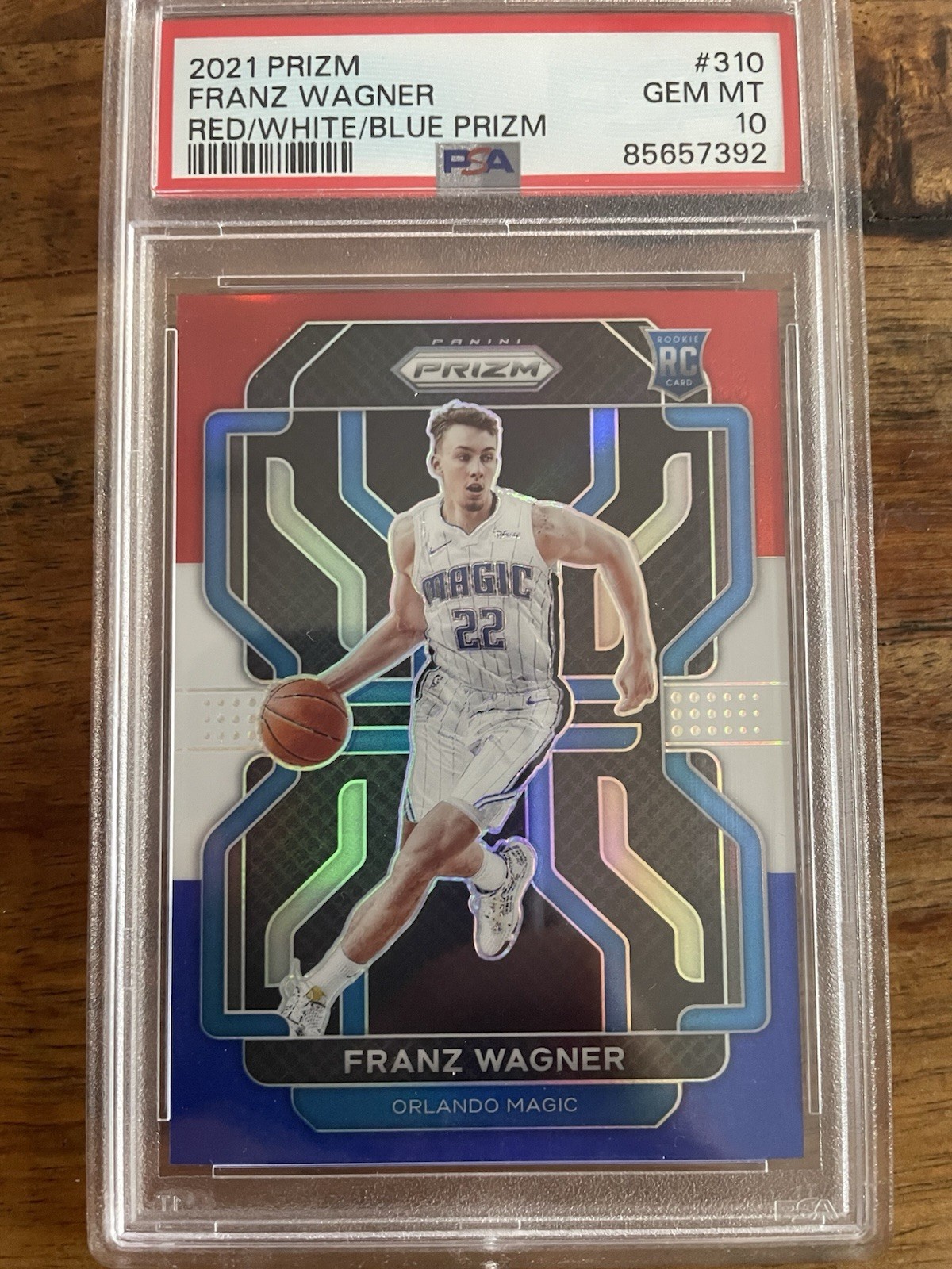 2021 Panini Prizm #310 Franz Wagner Red White Blue RC PSA 10 GEM Orlando Rookie