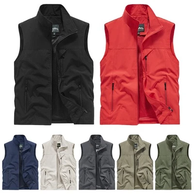 Herren Weste Mit Taschen Funktionale Wandern Outdoor Weste Ärmellos Schlichtheit - Bild 1 von 4