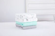 Baby Muslin Swaddle Blanket 70% Bamboo 30% Cotton Receiving Blanket 4 Pc, 47x47 