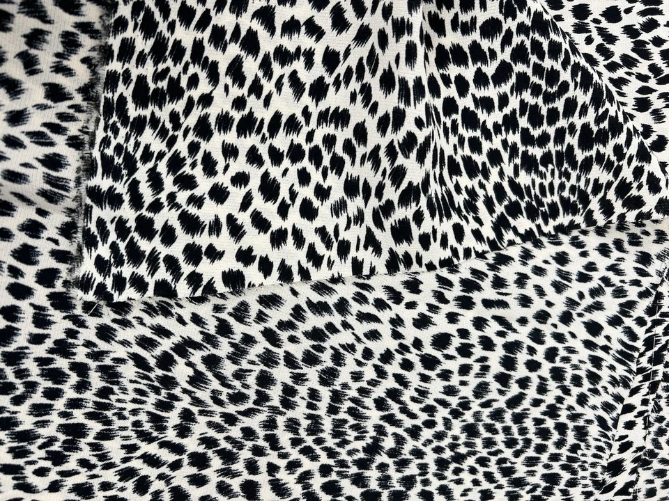 Black White Animal Print Polyester Fabric 2 Yards 44" Wide Unbranded Silky Feel - Image 4 of 4