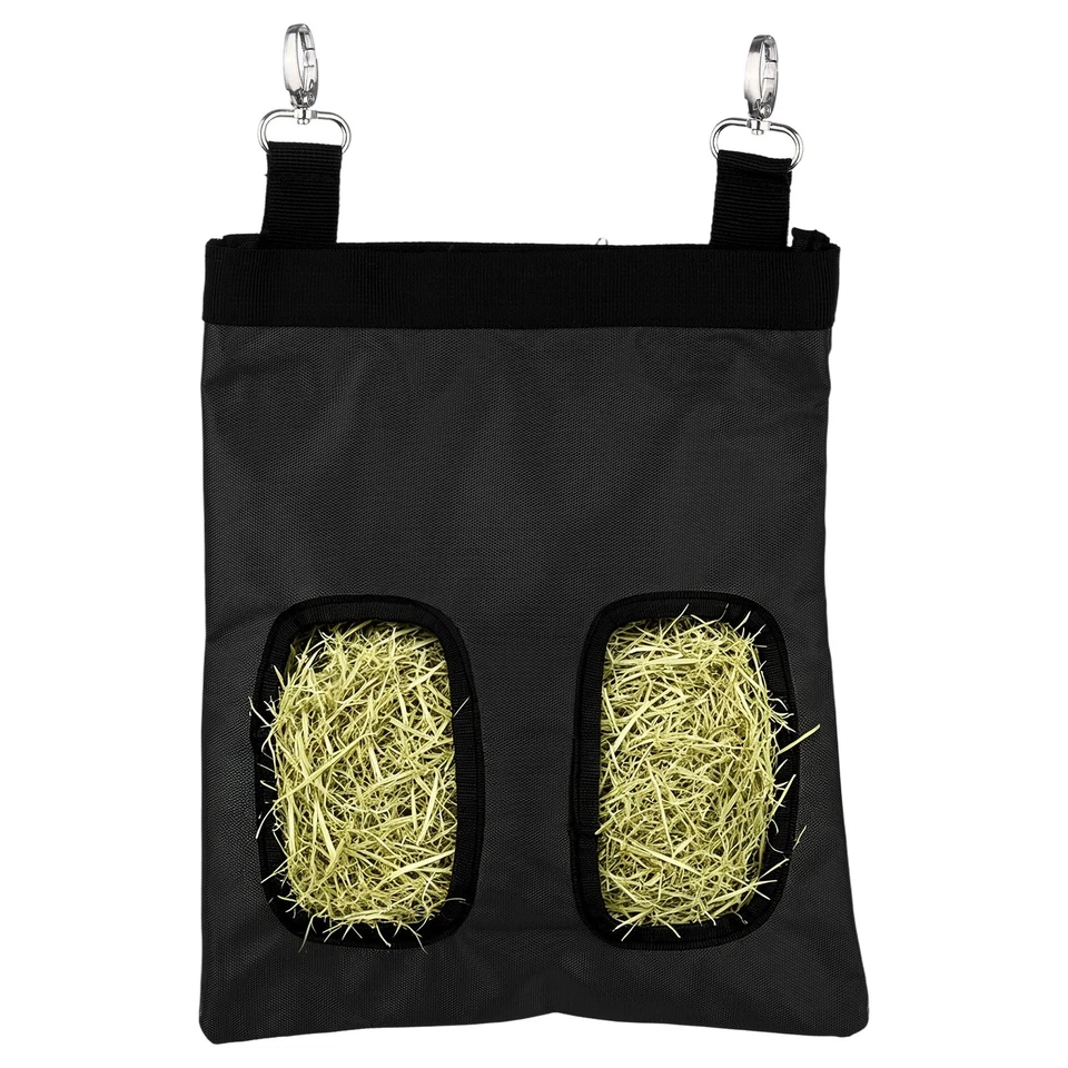 1-Pack Sac à foin pour lapin, 2 trous, Tissu Oxford 600D, suspendu [Noir] - Photo 1/4