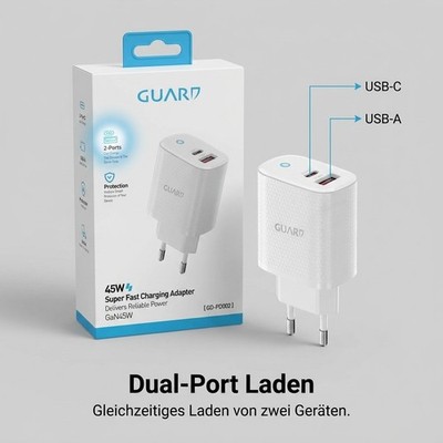 45w USB-C Schnellladegerät für Samsung iPhone Netzteil Adapter Stecker Dual USBC