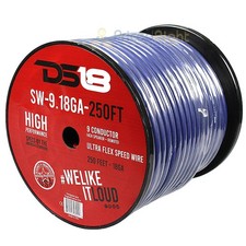 DS18 250 Ft 9 Conductor Speed Wire 18 Gauge CCA Color Coded Blue Flexible Casing