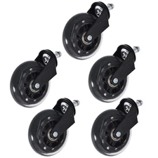 Heavy Duty Office Chair Caster Rubber Swivel Wheels Replacement Set Of 5 3 Inch