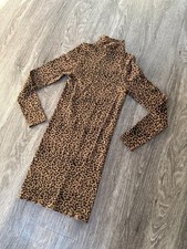 Vintage Bebe Mini Dress Bodycon Leopard USA Made 90s P/s Xxs