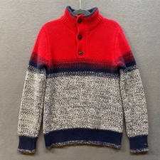 Gap Kids Pullover Mock Neck Sweater Red Blue Cotton Wool Boys XL/12