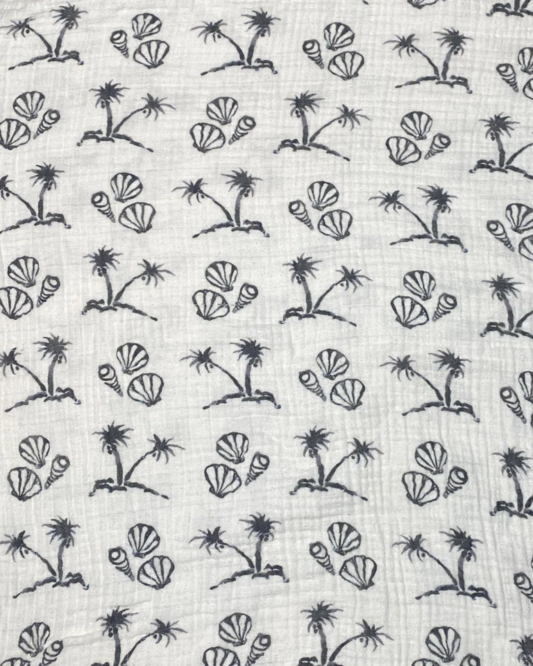 Manta de bebé etiqueta blanca Aden & Anais palmera concha de mar muselina envoltura Lovey Foto 4 de 4