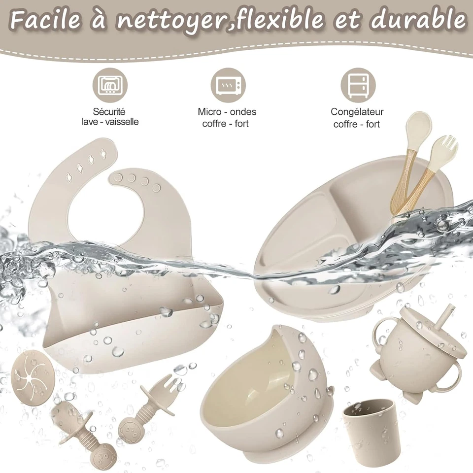 Set Pappa Svezzamento, Set Di 12 Piatti per Bambini,Ventosa Ciotola E Cucchiaino - Immagine 3 di 4