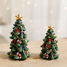 Cute Mini Christmas Tree Figurine Ornament Desktop Tabletop Home Decor Xmas Gift