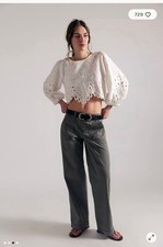 Free People Linen We The Free Dark Gray Cargo Utility Pants High Rise 4 Small M