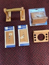 Oak Bathroom Accessories Soap Dish Toothbrush Paper Holder Light Switch Plate