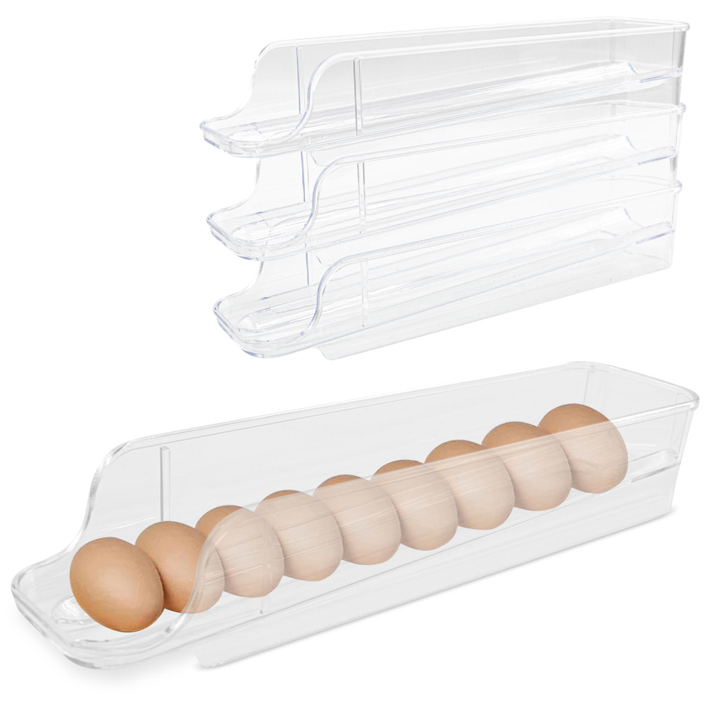 Porta huevos nevera Apilables 3 unid. Dispensador huevos plástico transparente