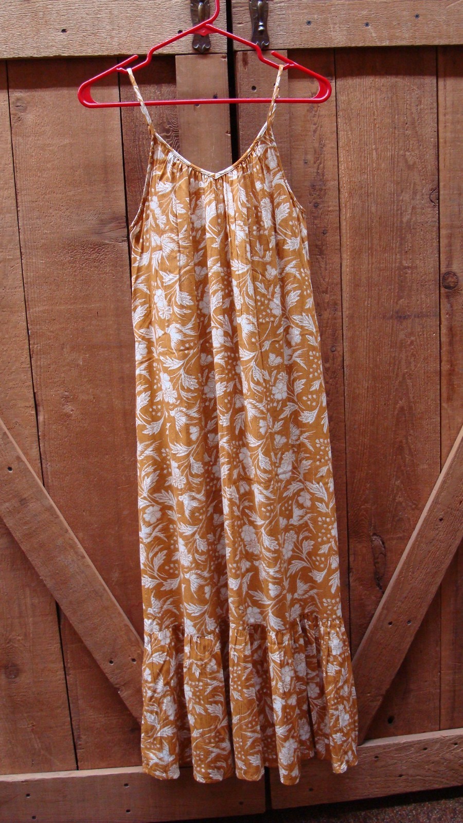 Universal Thread Maxi Sun Dress, XS, Mustard Floral Pattern Metallic Pockets