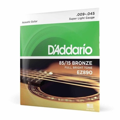 Akustische Gitarre Saiten, Super Light EZ890 von D'Addario, 9 - 45 Gauge B Neu-