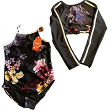 Wonder Nation Zip Long Sleeve Rashguard and Swimsuit with UPF 50 Size S 6-6X