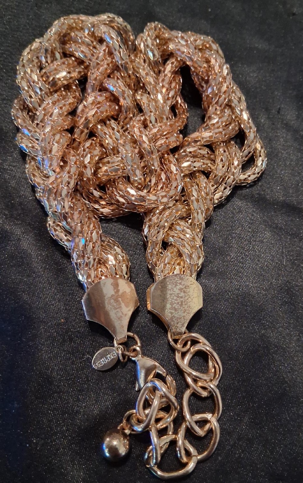 Express Gold Tone Braided Mesh Statement Necklace - image 2