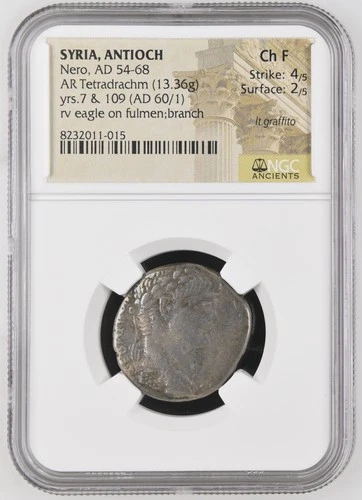 AD 54-68 Roman Provincial Syria Antioch AD 54-68 AR Tetradrachm Nero NGC Ancient