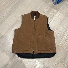 Carhartt Mens XL Brown Canvas Quilted Vest Workwear