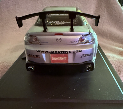 Jada Import Racer Mazda RX-8 Silver 1:18 scale model on Base JIC