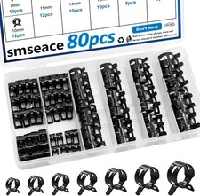 80 Spring Hose Clamps 7-18mm Constant Tension For Fuel Line Vacuum Air Hose Clip