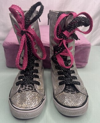 Bongo Girls Sparkle Skull High Top Shoe Size 1
