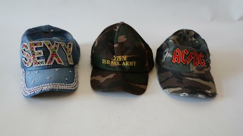WOMENS DESIGNER BALL CAPS-3 SEXY ISRAEL ARMY ACDC SZ OS * - Picture 2 of 5