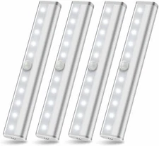 Wireless Under Cabinet Lighting LED Motion Sensor Battery Operated Closet 4pack