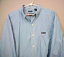 CHAPS Men’s Cotton Blend Shirt XL Blue/Teal Easy Care Long Sleeve Button Down