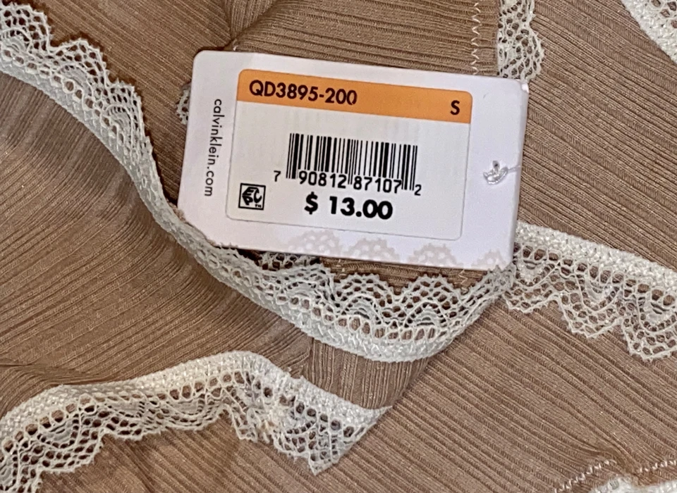 CALVIN KLEIN кокетливый ребристый хлопок коричневый бикини трусики женщин Sz S 5 L 7 QD3895 - Изображение 4 из 4