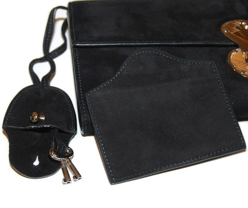 $1995 Ralph Lauren Purple Label Womens Suede Leather Clutch Wallet Italy Black - Picture 5 of 9