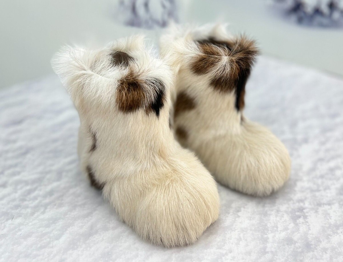 Yeti Boots Fox Fur Boots Womens Winter Fur Boots: Fluffy Faux Fox