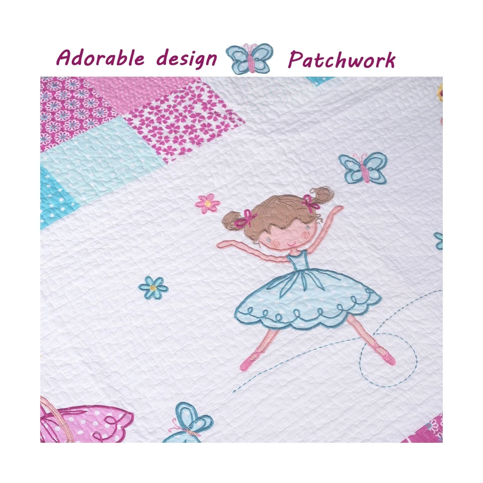 Acogedora Línea Hogar Moda Pequeña Bailarina Mariposa Floral Bordado 100% Algodón... Foto 3 de 4