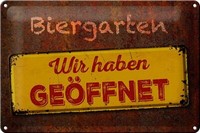 Blechschild Spruch 30X20 Cm Biergarten Wir Haben GeöFfnet Deko Schild Tin Sign