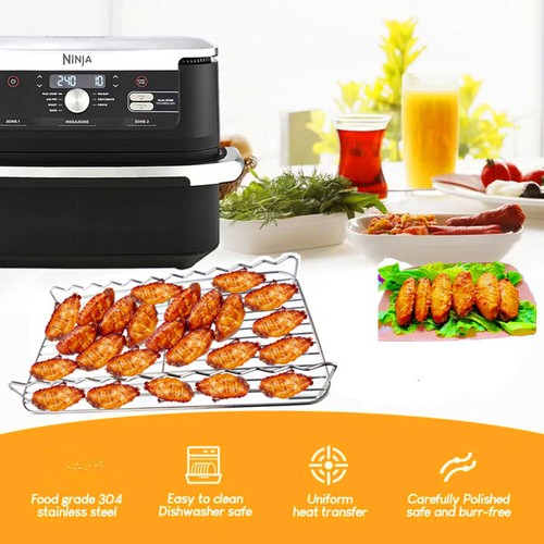 2 in 1 Stainless Steel Air Fryer Rack for Ninja Foodi Flexdrawer AF500UK 10.4L - Picture 6 of 10