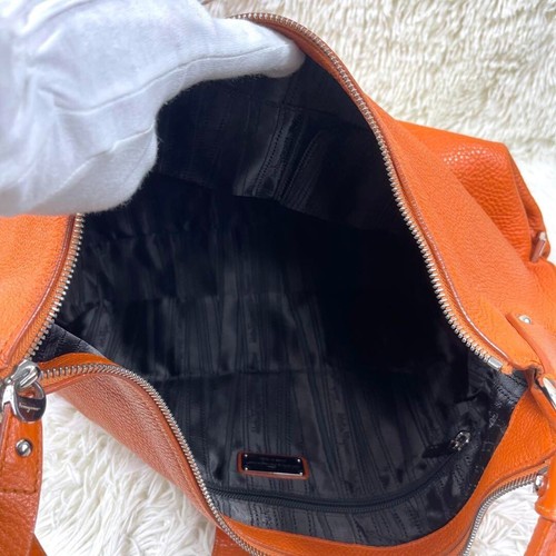 Salvatore Ferragamo Gancini Shoulder Bag Leather Orange Women's From Japan - Picture 8 of 18