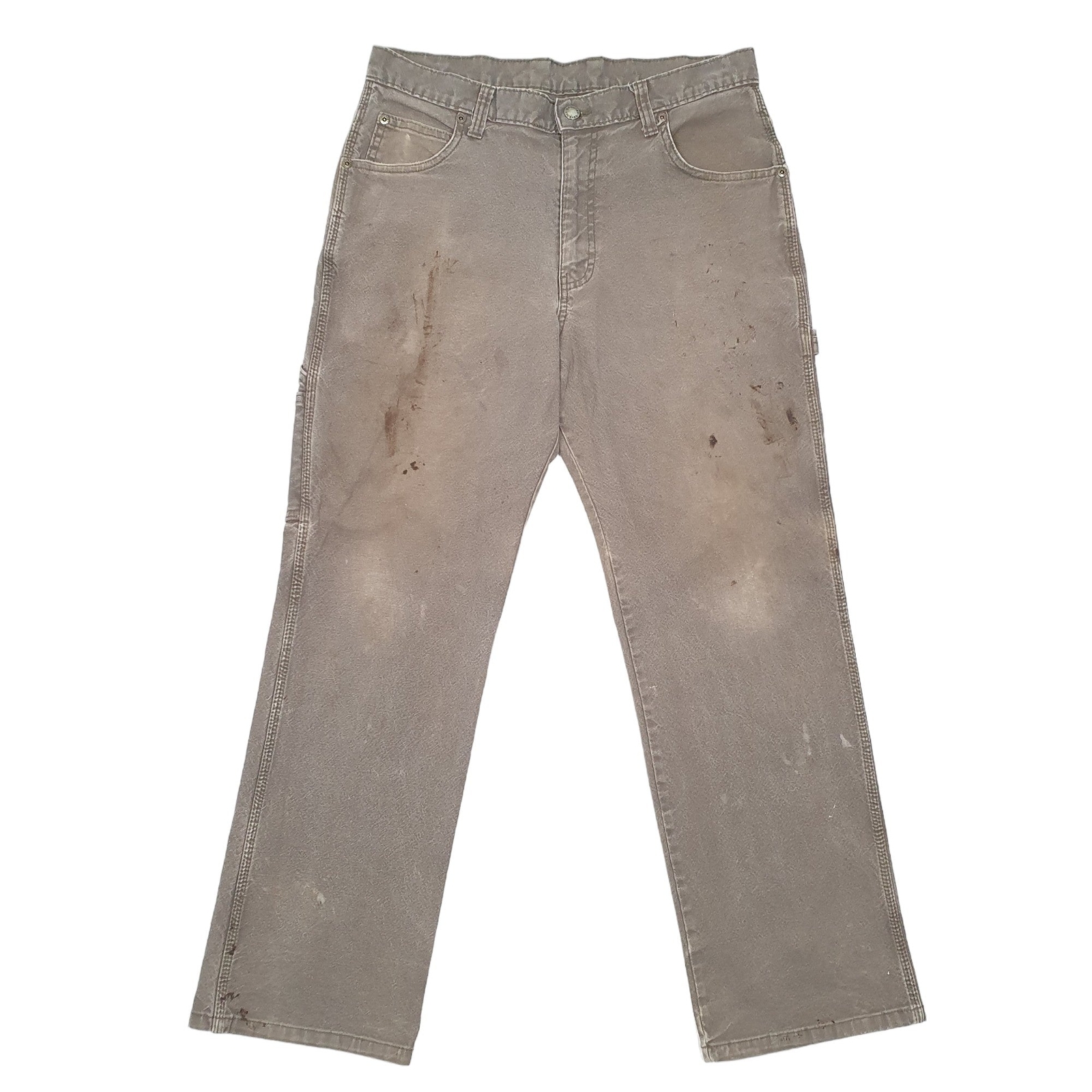 DICKIES Carpenter Workwear Trousers Cotton Khaki Mens W32 L30 image 2