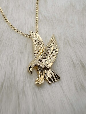 14k Adler Anhänger, Gold 3D Amerikanischer Fliegender Weißkopfseeadler Charm. NEU
