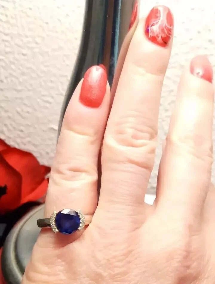 😊 DIAMONIQUE Introvabile Anello in Argento Sterling 925 con ZAFFIRO BLU Nuovo😊 - Immagine 3 di 4