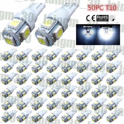 50pcs T5 T10 Wedge Bulbs Pure White LED For Malibu 12V AC/DC Landscape