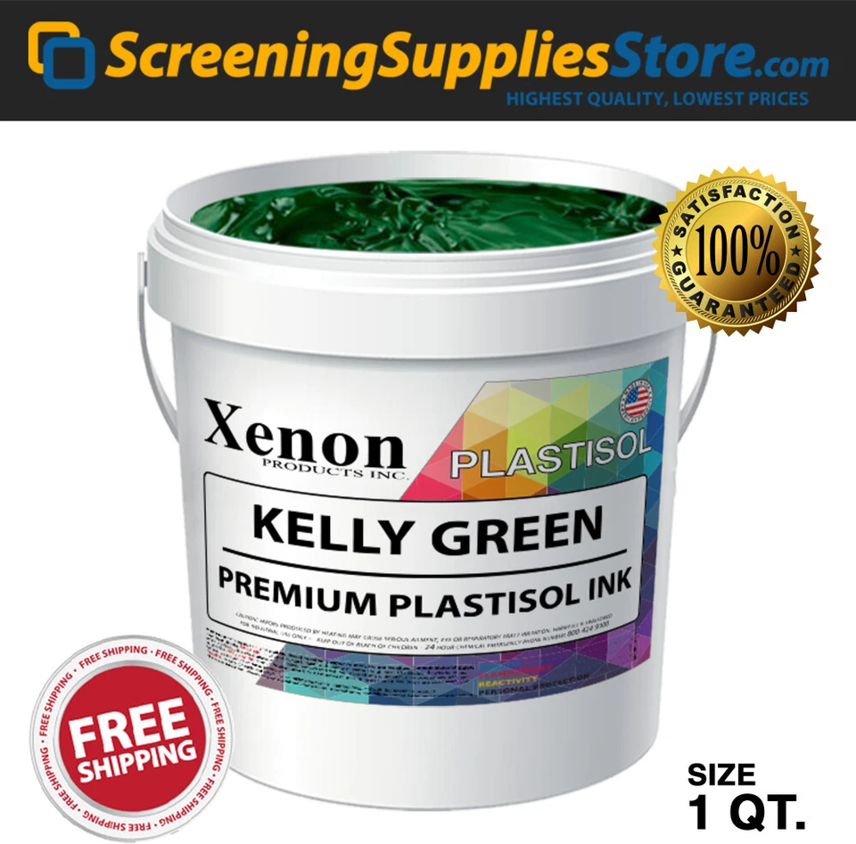 XENON SCREENINGSUPPLIESSTORE Xenon - Kelly Green Plastisol Ink for Screen Printing - 1 Quart - 32oz