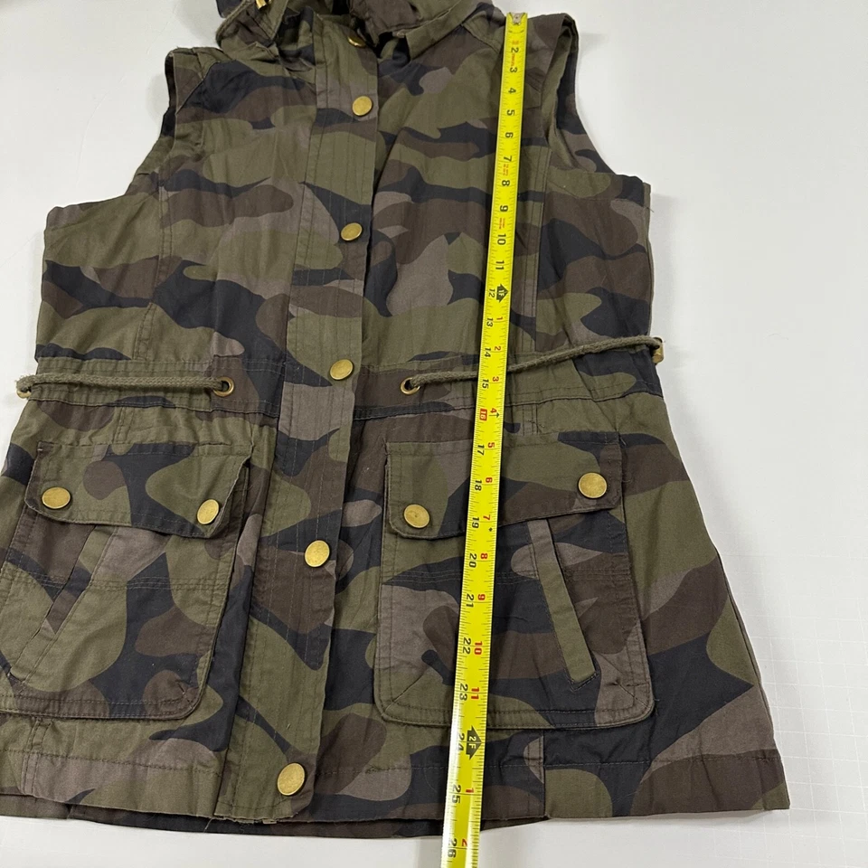 YMI Mujeres Chaleco Capucha Carga Verde Camuflaje 100% Algodón Utilitario Talla S Foto 4 de 4