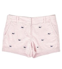 Vineyard Vines Seersucker Shorts sz 12 girls Striped Whale Embroidered 3" inseam