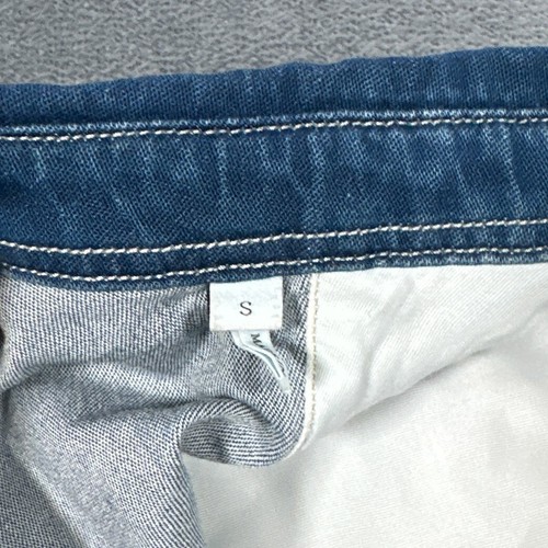 Sandro Paris Shirt Mens Small Blue indigo Denim Faded Contrast Stitching Western - Picture 10 of 11