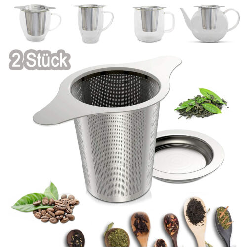 2 pièces tamis à thé en acier inoxydable filtre à thé téfiltre tamis à thé pour théière avec couvercle - Photo 1/12