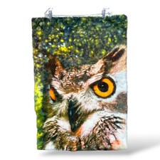 VTG 60s 70s Fuzzy Owl Shag Carpet Rug Printed JCPENNEY Bath Mat Maximalist Funky