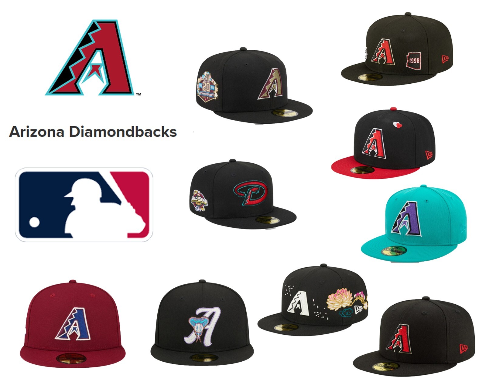 New MLB Arizona Diamondbacks New Era Men's Baseball Cap 59FIFTY Fitted Cap