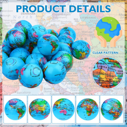 36Pcs Globe Stress Balls Mini Earth Stress Balls Globe World Map Foam Ball - Picture 1 of 7