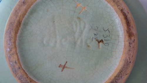 WELLER POTTERY BOWL WITH HANDLES MATTE GREEN BOWL - Picture 6 of 9