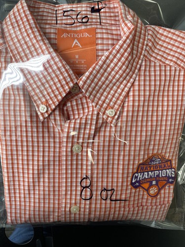 2018 Champion Clemson Tiger Antigua Button Down Long Sleeve Shirt Men’s M Orange - Picture 13 of 13